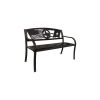 2 Person Texas Star Patriotic USA Flag Outdoor Metal Garden Bench in Bronze