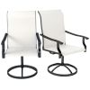 Patio Swivel Chairs Set of 2, High Back Patio Dining Chairs with All-Weather Mesh for Backyard, Lawn, Garden, Cream