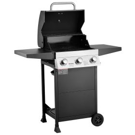 Gas Grill, 3 Burner Propane Gas Grill with Spacious 338 SQ.In Grilling Area, Carbon Steel Enamel Grates, Outdoor 36