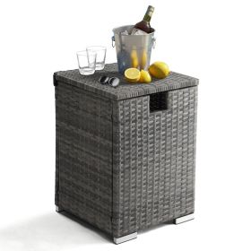 40*40*57cm Iron Frame Gas Bottle Storage Rattan Side Table Gray Gradient