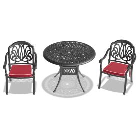 (Cushions In Random Colors)3-Piece Set Of Cast Aluminum Patio Furniture With Cushions
