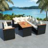 Patio Furniture Set Set of 5 Black and Cream White Poly Rattan