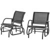 2-Piece Outdoor Glider Swing, Rocking Chair Set with Breathable Mesh Fabric, Sturdy Durable Frame, Curved Armrests, Supports Up to 264 lbs.