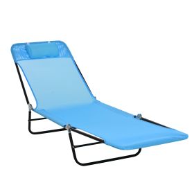 Folding Chaise Lounge Chair, Pool Sun Tanning Chair, Outdoor Lounge Chair with Reclining Back, Breathable Mesh Seat, Headrest for Beach, Yard, Pa