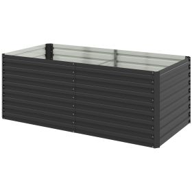 5' x 3' x 2' Raised Garden Bed, Galvanized Planter Box for Growing Flowers, Herbs and Vegetables, Dark Grey