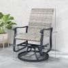 Wicker Rattan Swivel Patio Glider Chair Set of 2, Outdoor Glider Chair with Steel Frame, High Back, Armrests, Yellow