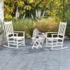 Wooden Rocking Chair Set with Side Table, Curved Armrests, Outdoor Seating Solution, Durable and Sturdy, White