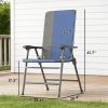 Folding Patio Chairs Set of 2, Padded High Back Lawn Camping Chairs with Armrests, 600D Oxford Fabric, Dark Blue