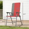 Folding Patio Chairs Set of 2, Padded High Back Lawn Camping Chairs with Armrests, 600D Oxford Fabric, Red