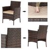 2pcs Arm Chairs 1pc Love Seat & Tempered Glass Coffee Table Rattan Sofa Set Brown Gradient(SAME AS 45313116)