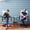 Patio Swivel Chairs Set of 2, High Back Patio Dining Chairs with All-Weather Mesh for Backyard, Lawn, Garden, Cream