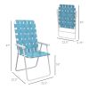 Set of 4 Patio Folding Chairs, Classic Outdoor Camping Chairs, Portable Lawn Chairs w/ Armrests, Blue