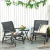 2-Piece Outdoor Glider Swing, Rocking Chair Set with Breathable Mesh Fabric, Sturdy Durable Frame, Curved Armrests, Supports Up to 264 lbs.