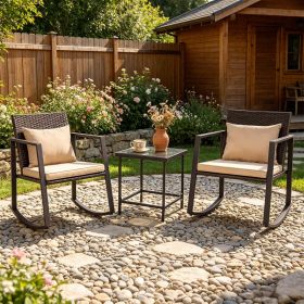 3-Piece Outdoor Wicker Rocking Chair Set (title: default title)