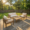 4-Piece Patio Furniture Set, Outdoor Furniture with coffee table, Patio Conversation Set Deep Seating with Thick Cushion for Backyard Porch Balcony