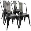Metal Dining Chairs Set of 4 Indoor Outdoor Patio Chairs Stackable Kitchen Chairs with Back Restaurant Chair 330 LBS Capacity