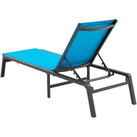 Chaise Lounge Chairs Outdoor, Aluminum Patio Lounge Chairs with Adjustable 5-Position (Combination Type: 2 x Lounge Chairs, Color: Blue)