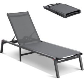 Chaise Lounge Chairs Outdoor, Aluminum Patio Lounge Chairs with Adjustable 5-Position (Combination Type: 2 x Lounge Chairs, Color: Dark Gray)